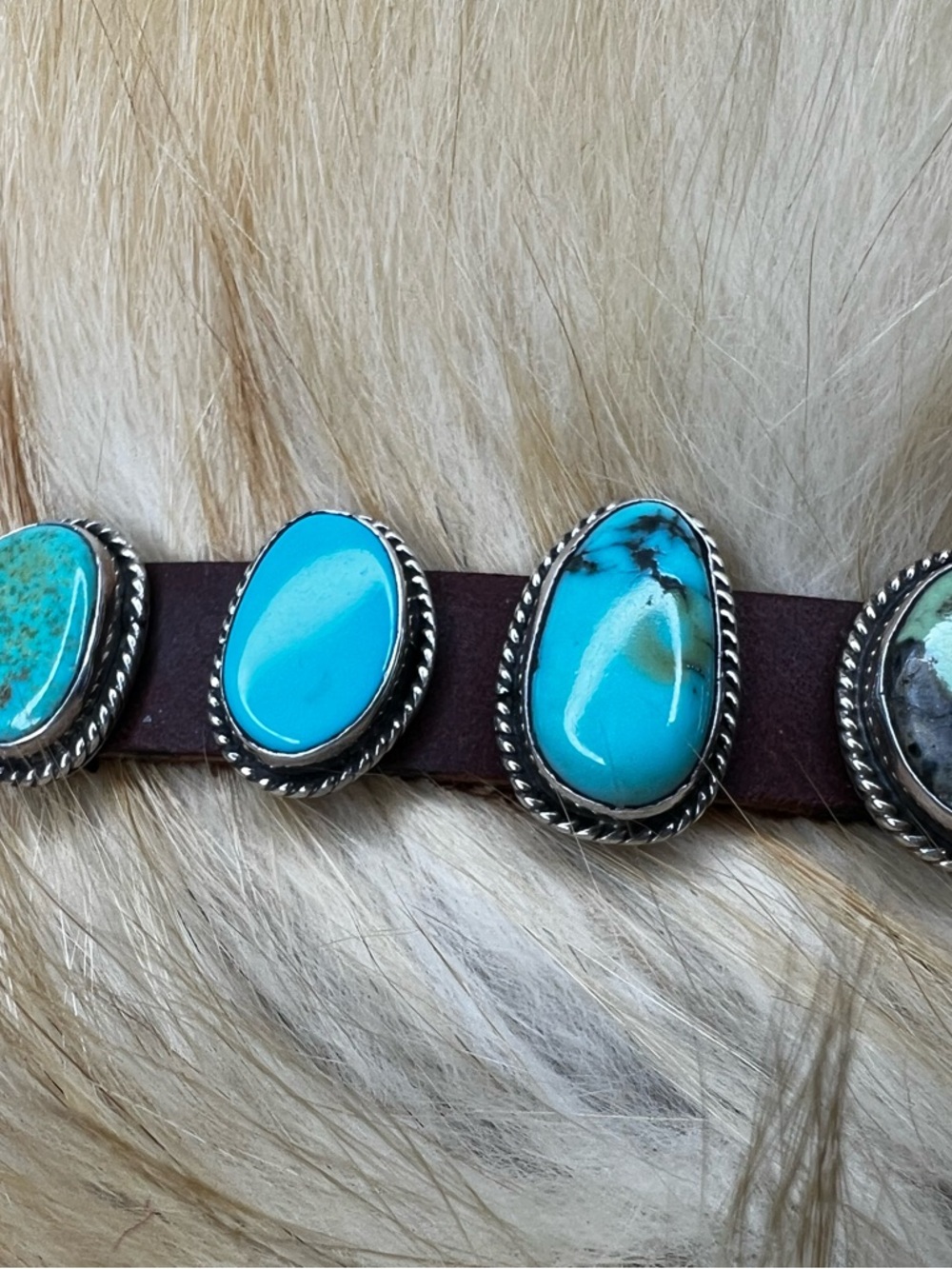 🩵🩵Native American Made Genuine Turquoise, Sterling Silver and Leather Braclet🩵🩵 - Picture 2 of 10
